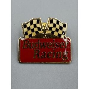 Vintage BUDWEISER RACING Checkered Flags Lapel Pin